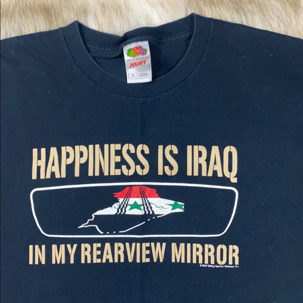 ‘IRAQ in my rearview window’ Short Sleeve T-Shirt, Size XL